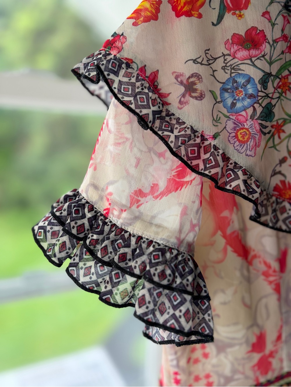 Comino Couture London Folk Print Floral Pleated Boho Luxe Romantic Dress Sz 14 - Picture 5 of 7